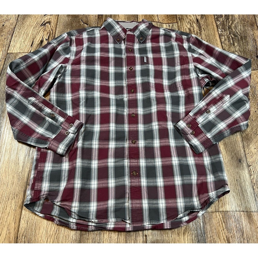Carhartt Relaxed Fit Button Front Shirt Large Long Sleeved Plaid 101750